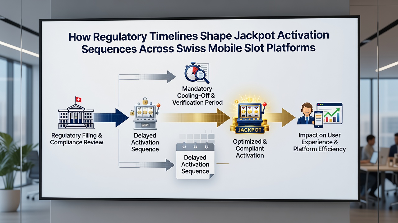 Technical diagram illustrating jackpot activation flow under Swiss regulatory oversight